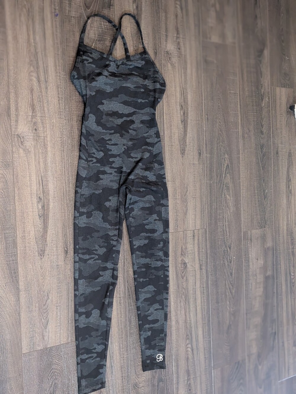 Bombshell Black & Grey Camo Strap Jumpsuit